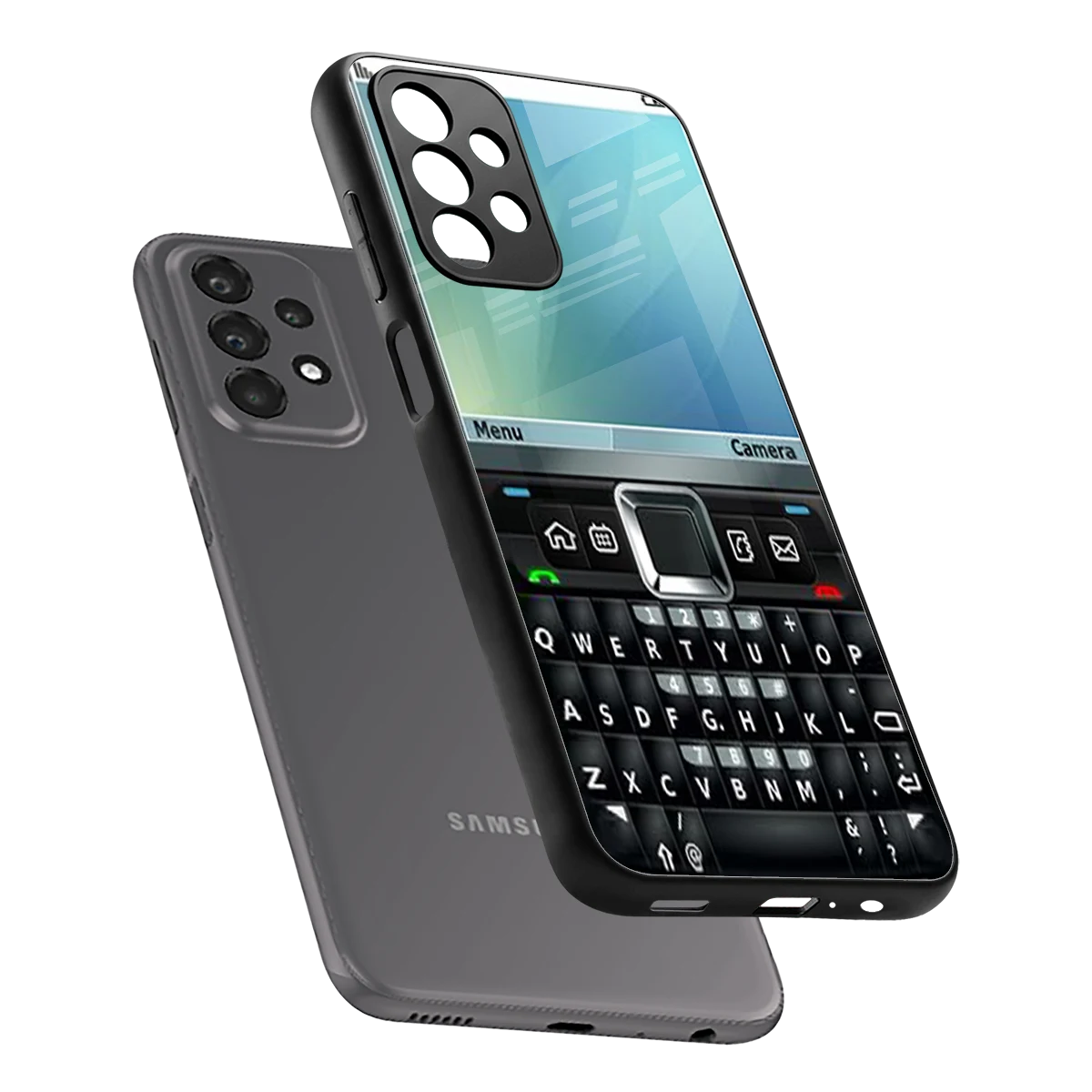 Qwerty Keypad sleek samsung galaxy a23 cover with tempered glass back and TPU edges