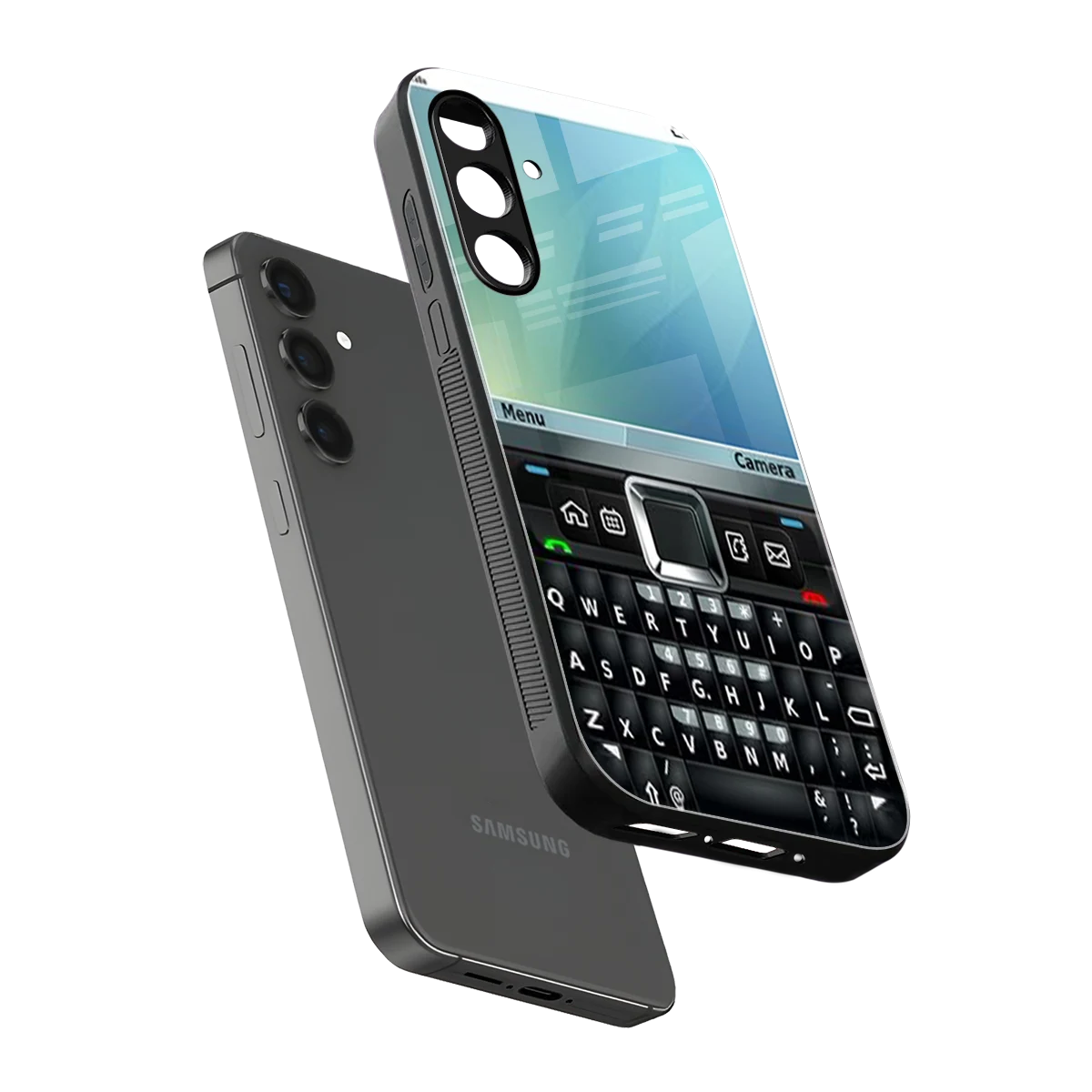 Qwerty Keypad sleek samsung galaxy a14 5g cover with tempered glass back and TPU edges
