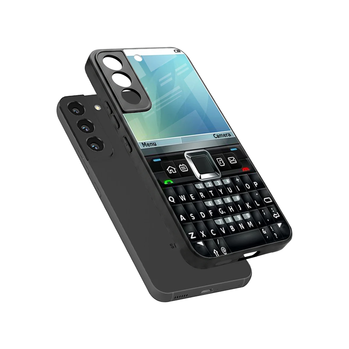 Qwerty Keypad sleek samsung galaxy s22 cover with tempered glass back and TPU edges