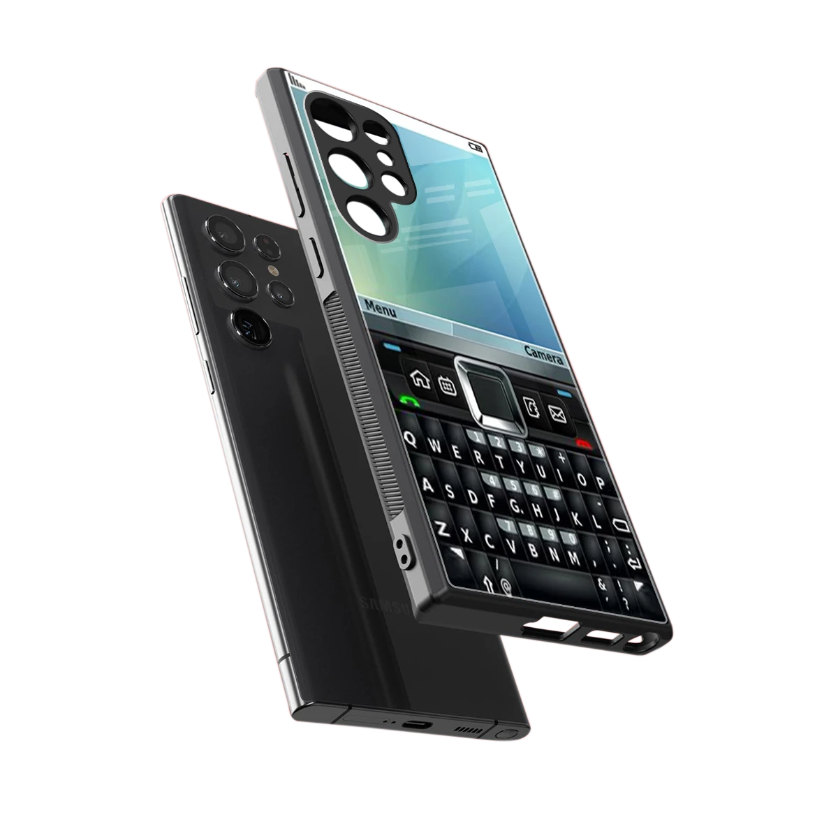 Qwerty Keypad sleek samsung galaxy s23 ultra cover with tempered glass back and TPU edges