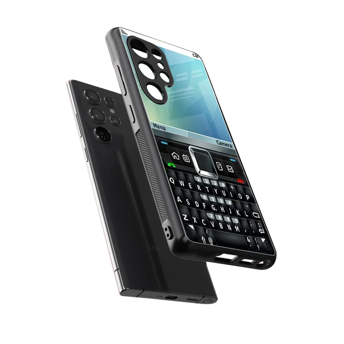 Qwerty Keypad sleek samsung galaxy s25 ultra cover with tempered glass back and TPU edges