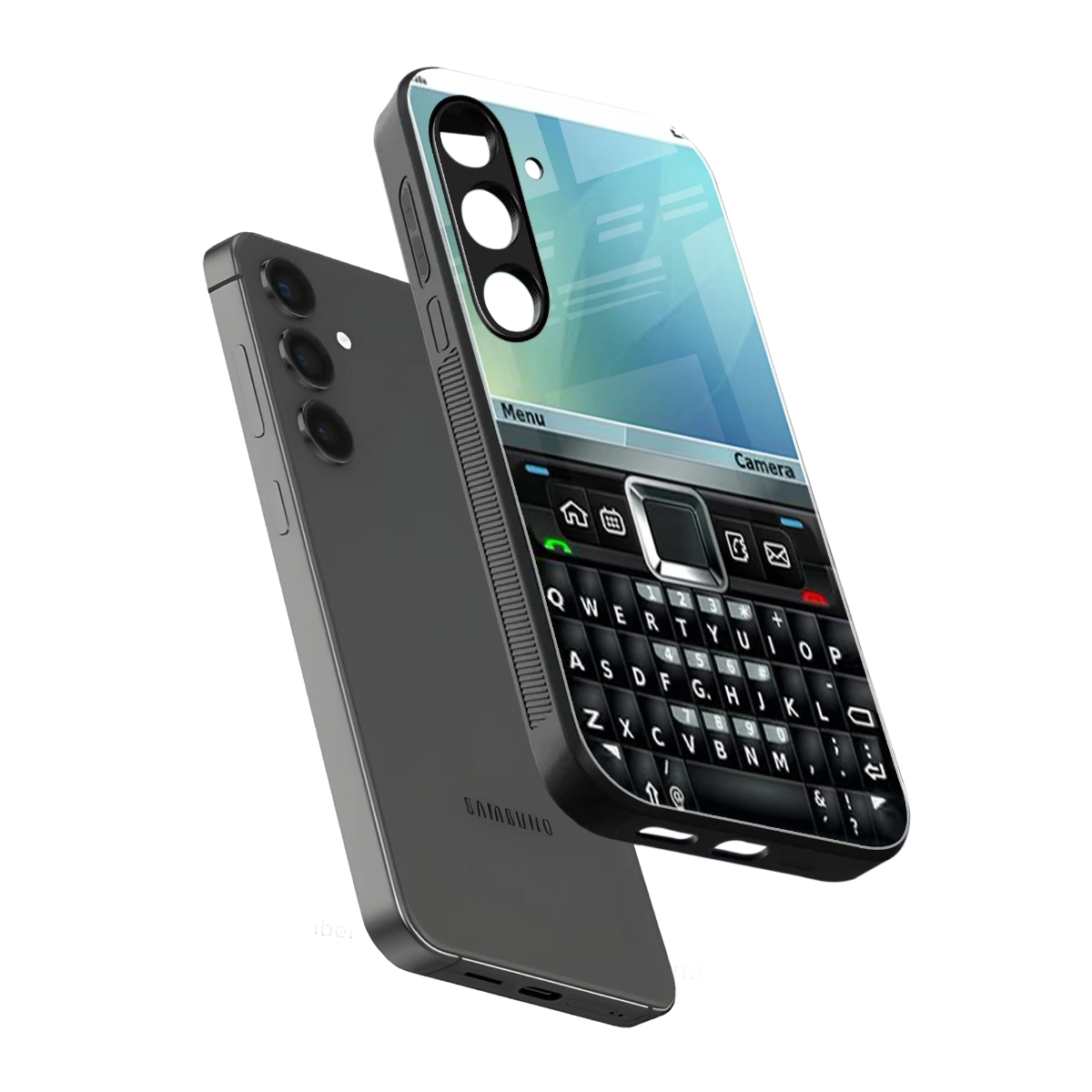 Qwerty Keypad sleek samsung galaxy s24 cover with tempered glass back and TPU edges