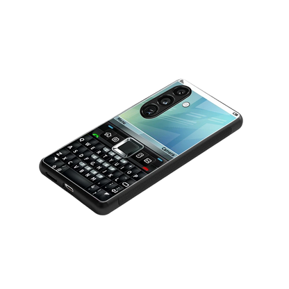 Qwerty Keypad stylish phone case for samsung galaxy s24 fe | glossy glass and slim fit
