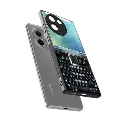 Qwerty Keypad sleek vivo v30e cover with tempered glass back and TPU edges