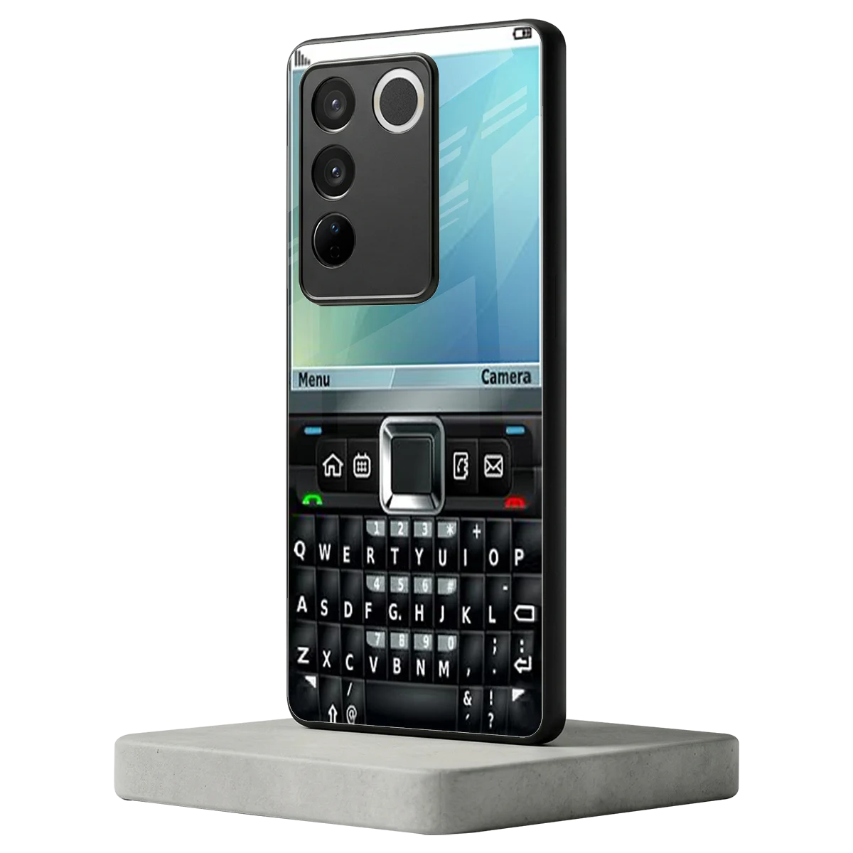 Qwerty Keypad vivo v27 5g mobile cover | shockproof glass phone case