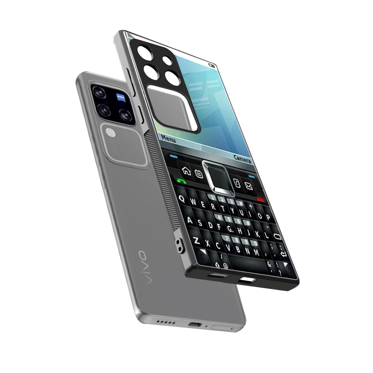 Qwerty Keypad sleekvivo v30 pro cover with tempered glass back and TPU edges
