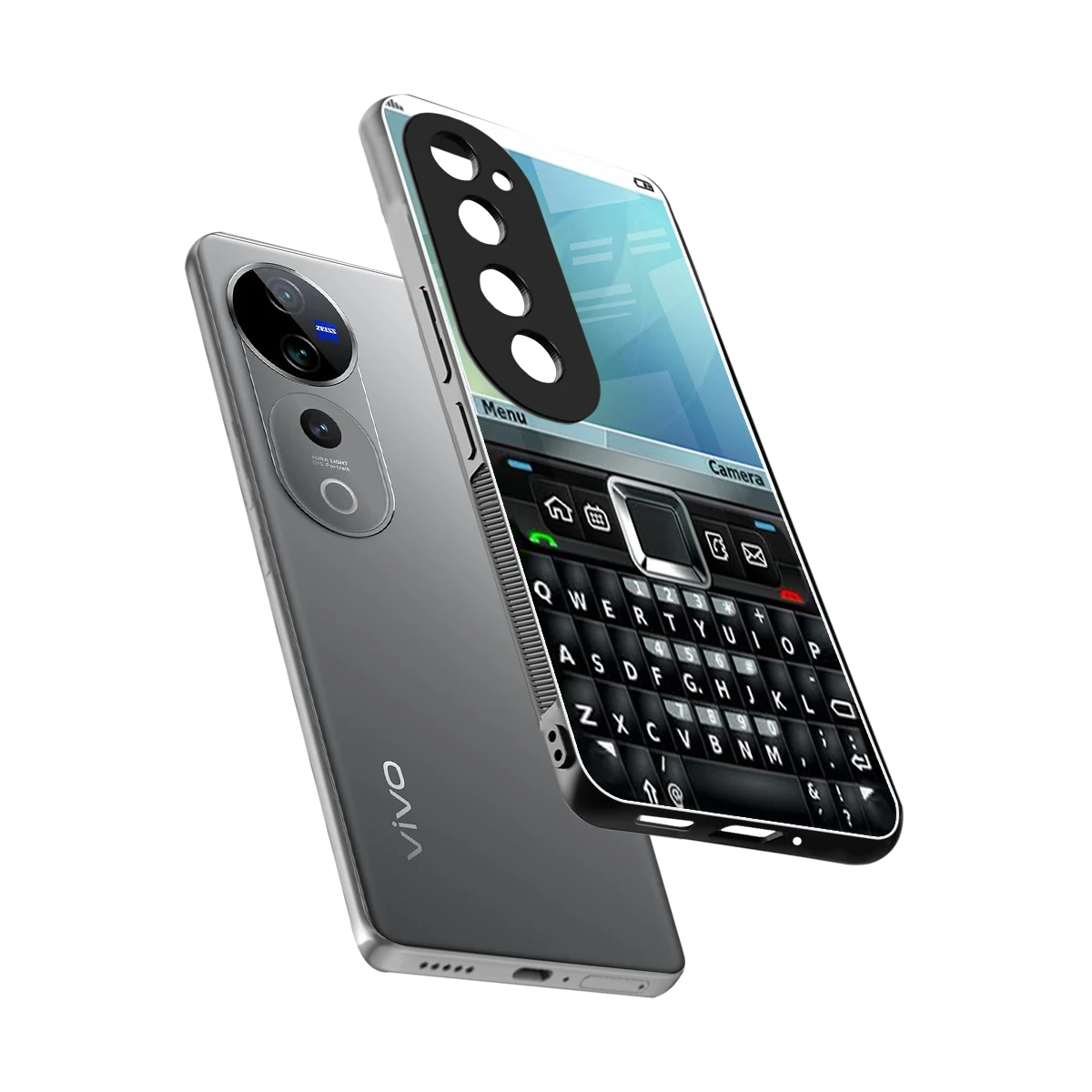 Qwerty Keypad sleek vivo v40 pro cover with tempered glass back and TPU edges