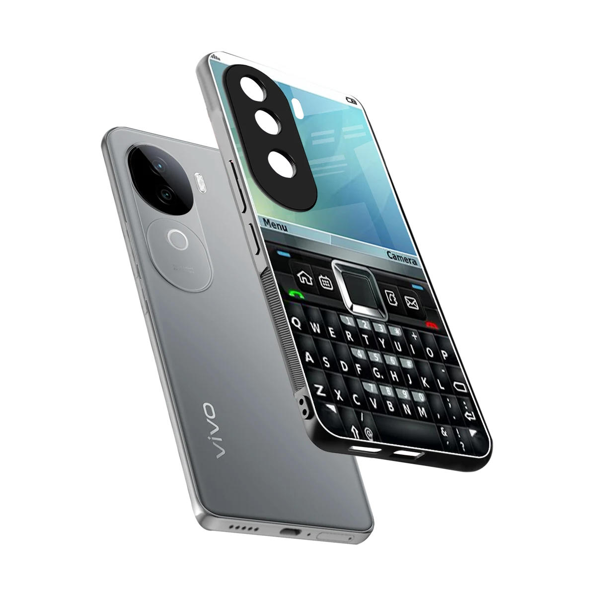 Qwerty Keypad sleek vivo v40e cover with tempered glass back and TPU edges