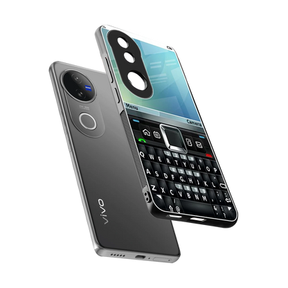Qwerty Keypad sleek vivo v50 cover with tempered glass back and TPU edges