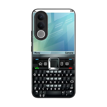 Qwerty Keypad back phone cover | glass case for vivo v70 fe