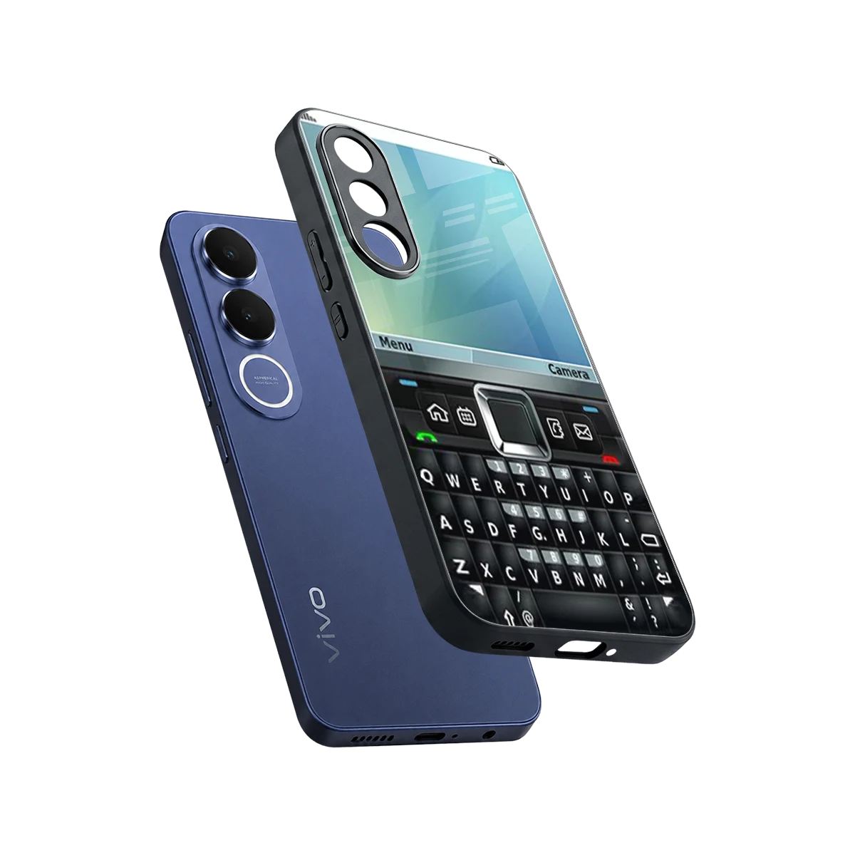 Qwerty Keypad sleek vivo v70 fe cover with tempered glass back and TPU edges