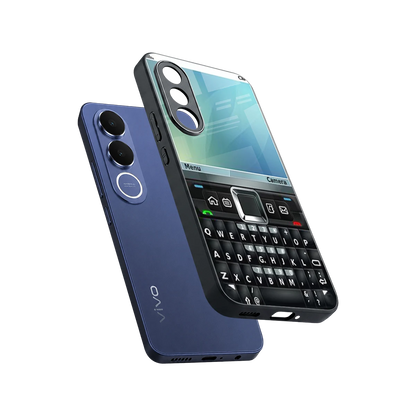 Qwerty Keypad sleek vivo v70 fe cover with tempered glass back and TPU edges