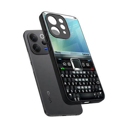 Qwerty Keypad sleek vivo v70 elite cover with tempered glass back and TPU edges