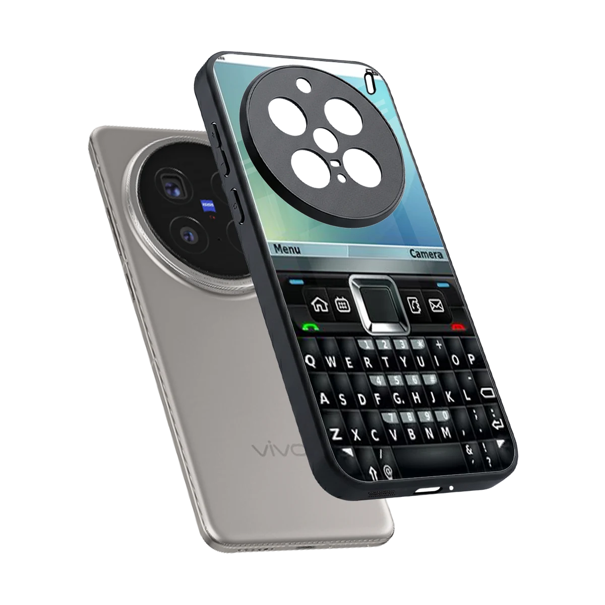 Qwerty Keypad sleek vivo x200 pro cover with tempered glass back and TPU edges