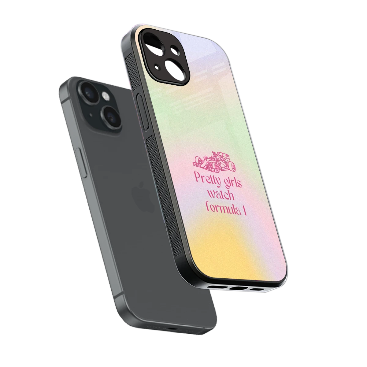 Race Chic sleek iphone 15 cover with tempered glass back and TPU edges