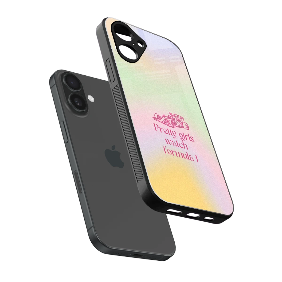 Race Chic sleek iPhone 16 cover with tempered glass back and TPU edges