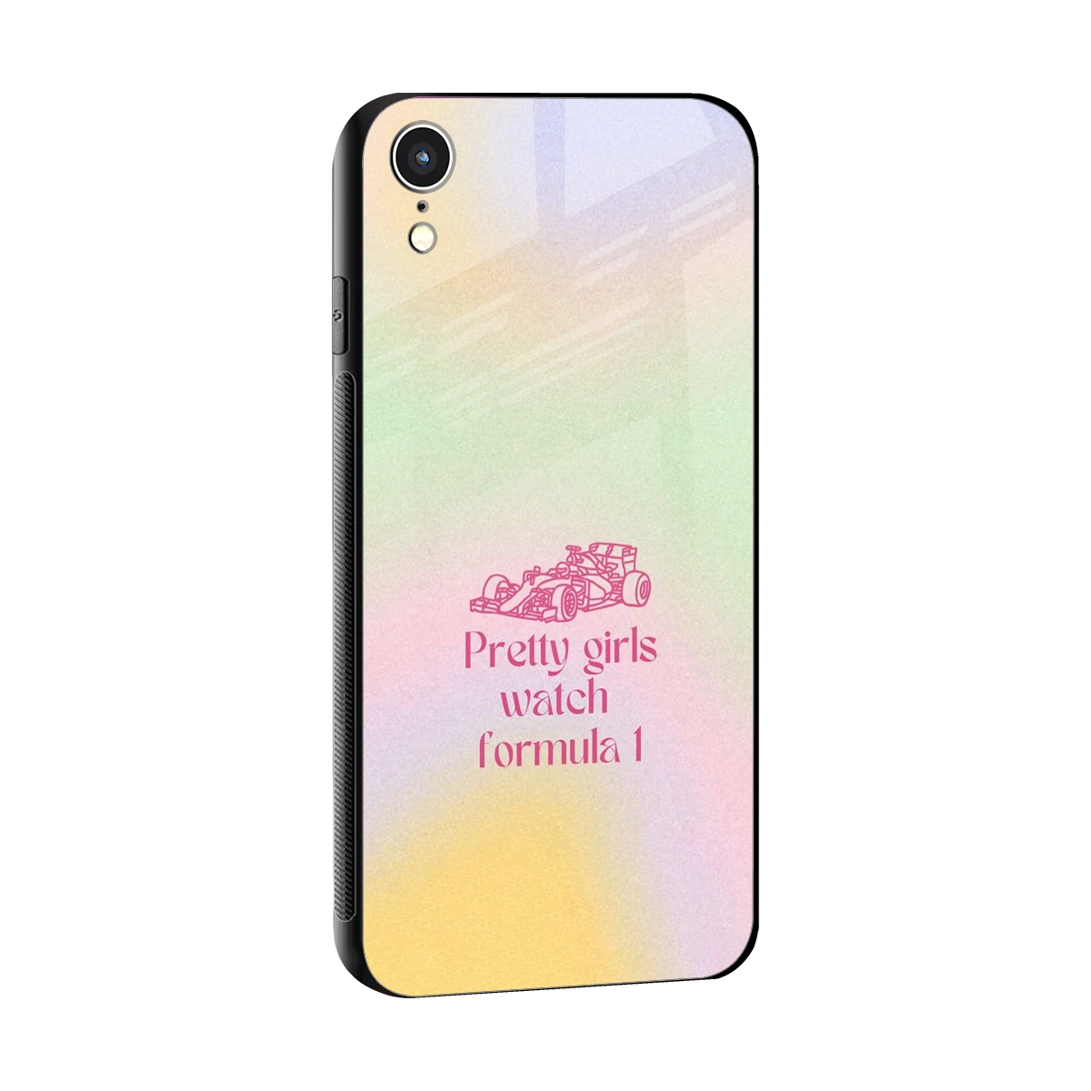 Race Chic sleek iphone xr cover with tempered glass back and TPU edges