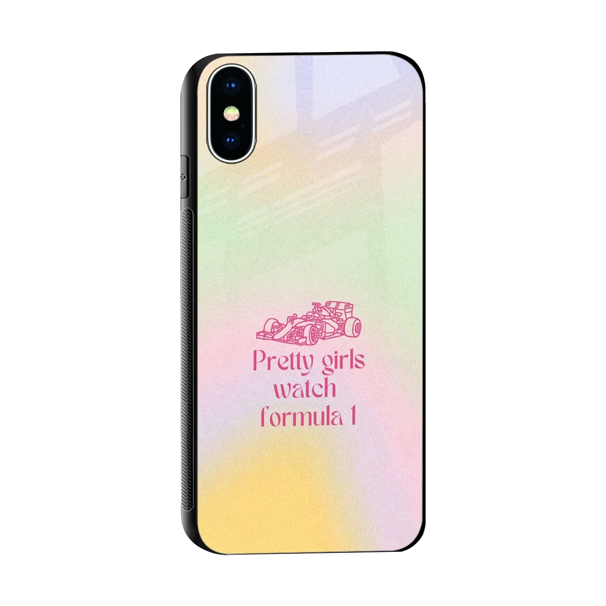 Race Chic sleek iphone xs cover with tempered glass back and TPU edges