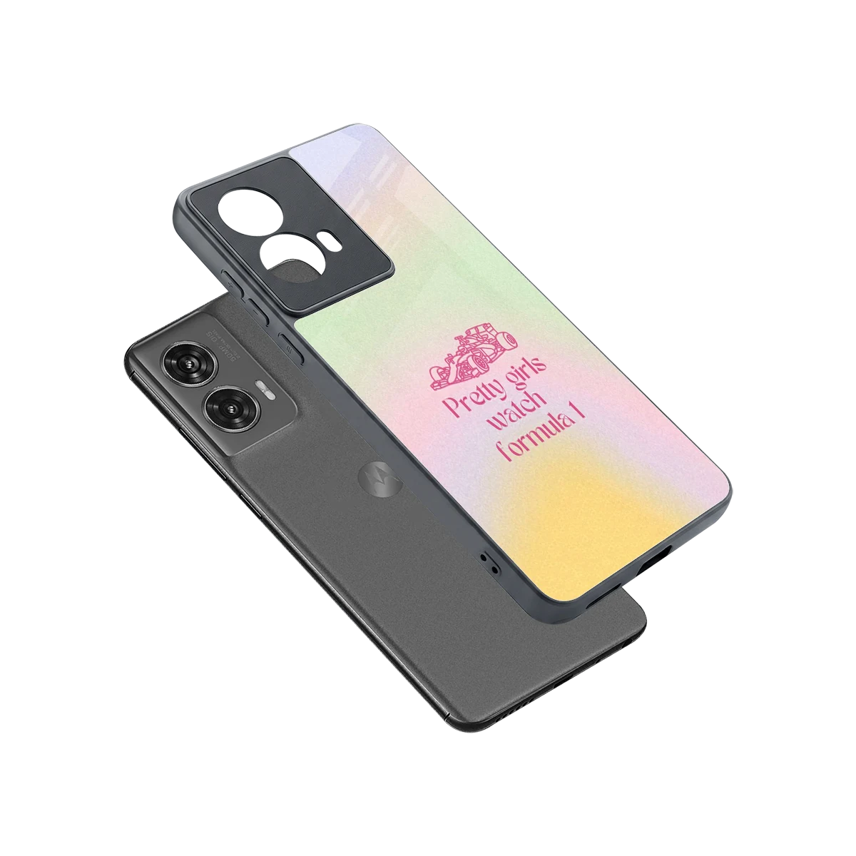Race Chic sleek motorola edge 50 fusion cover with tempered glass back and TPU edges