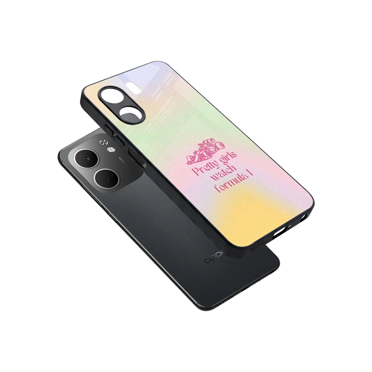 Race Chic sleek oppo a5x 5g cover with tempered glass back and TPU edges