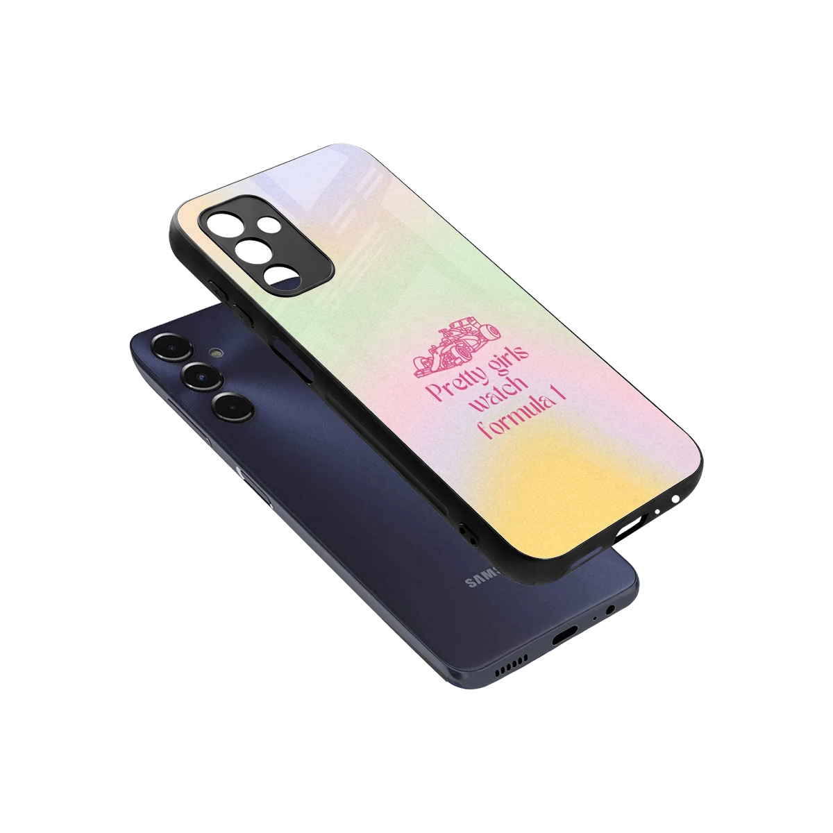 Race Chic sleek samsung galaxy m14 5g cover with tempered glass back and TPU edges