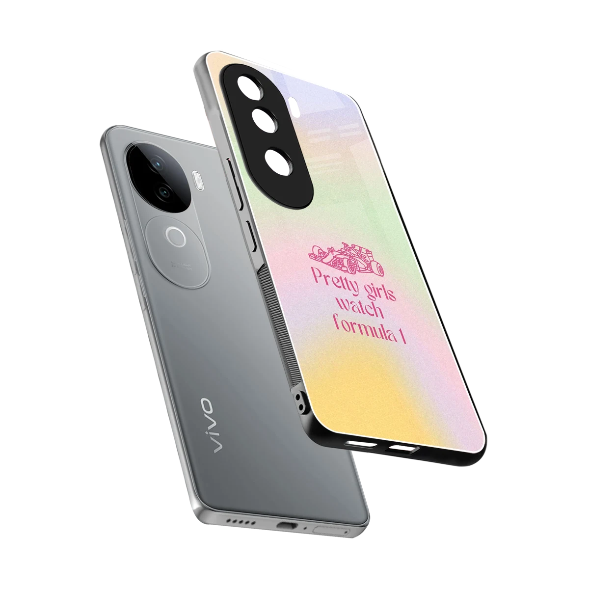 Race Chic sleek vivo v40e cover with tempered glass back and TPU edges
