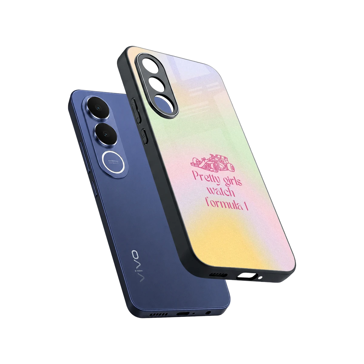 Race Chic sleek vivo v70 fe cover with tempered glass back and TPU edges