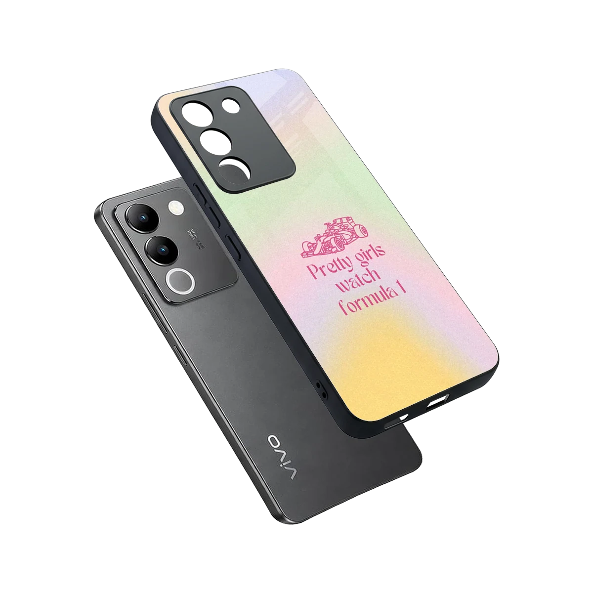 Race Chic sleek vivo y200 5g cover with tempered glass back and TPU edges