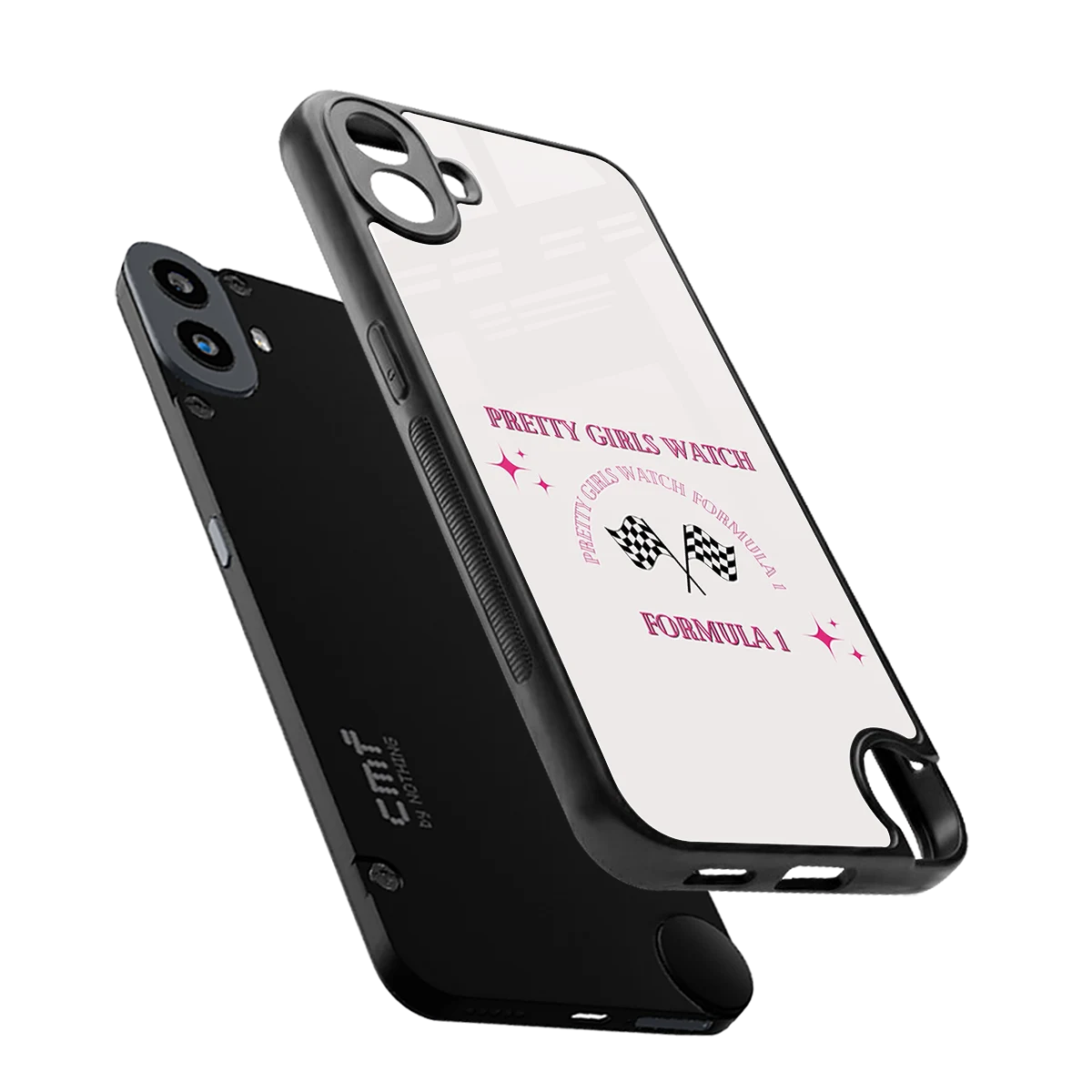 Racing Babe sleek cmf nothing phone 1 cover with tempered glass back and TPU edges