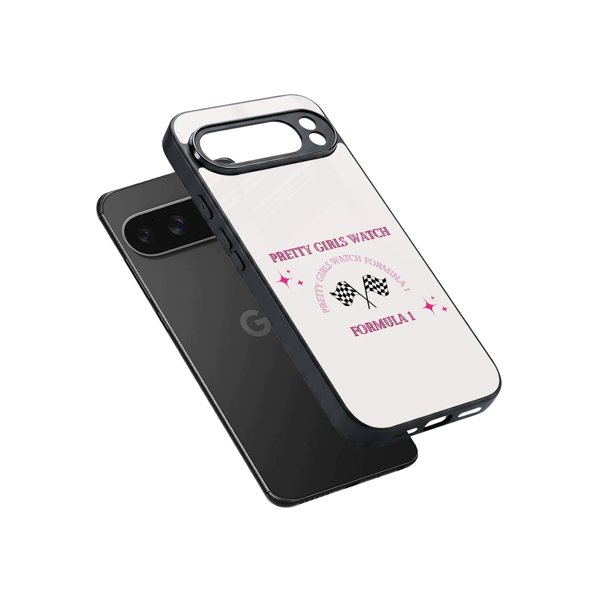 Racing Babe sleek google pixel 10 pro xl cover with tempered glass back and TPU edges
