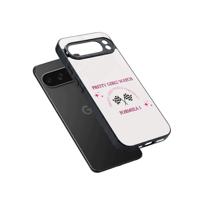 Racing Babe sleek google pixel 10 pro xl cover with tempered glass back and TPU edges
