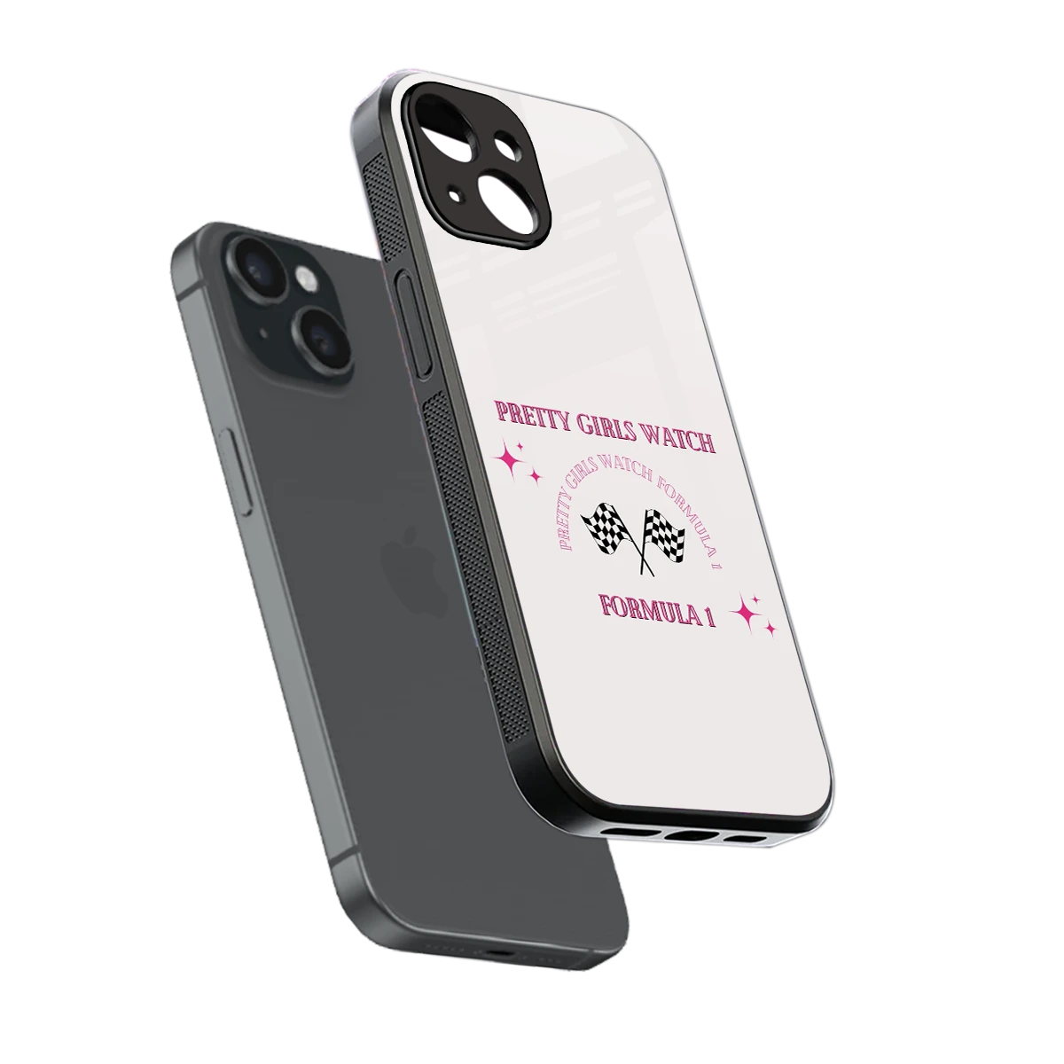 Racing Babe sleek iphone 13 cover with tempered glass back and TPU edges