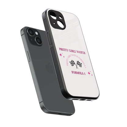 Racing Babe sleek iphone 13 cover with tempered glass back and TPU edges