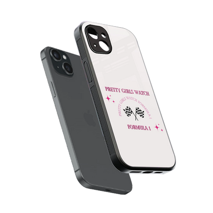 Racing Babe sleek iphone 14 plus cover with tempered glass back and TPU edges