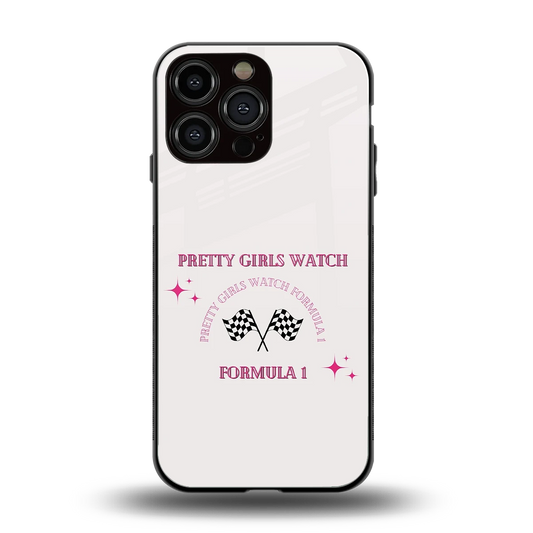 Racing Babe back phone cover | glass case for iphone 15 pro max