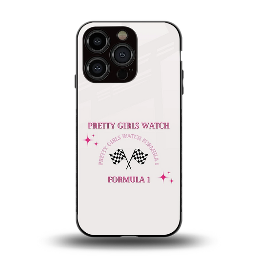 Racing Babe back phone cover | glass case for iphone 15 pro