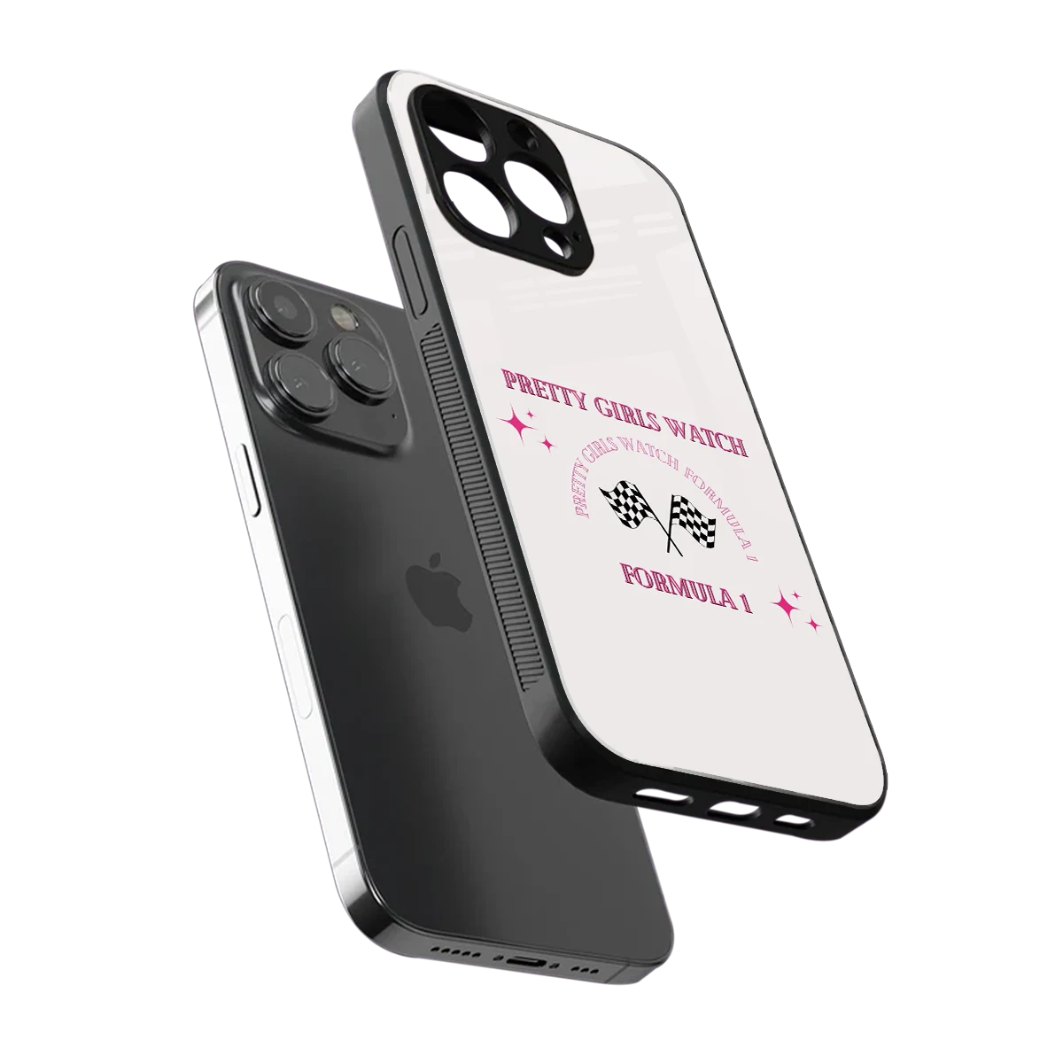 Racing Babe sleek iphone 16 pro max cover with tempered glass back and TPU edges