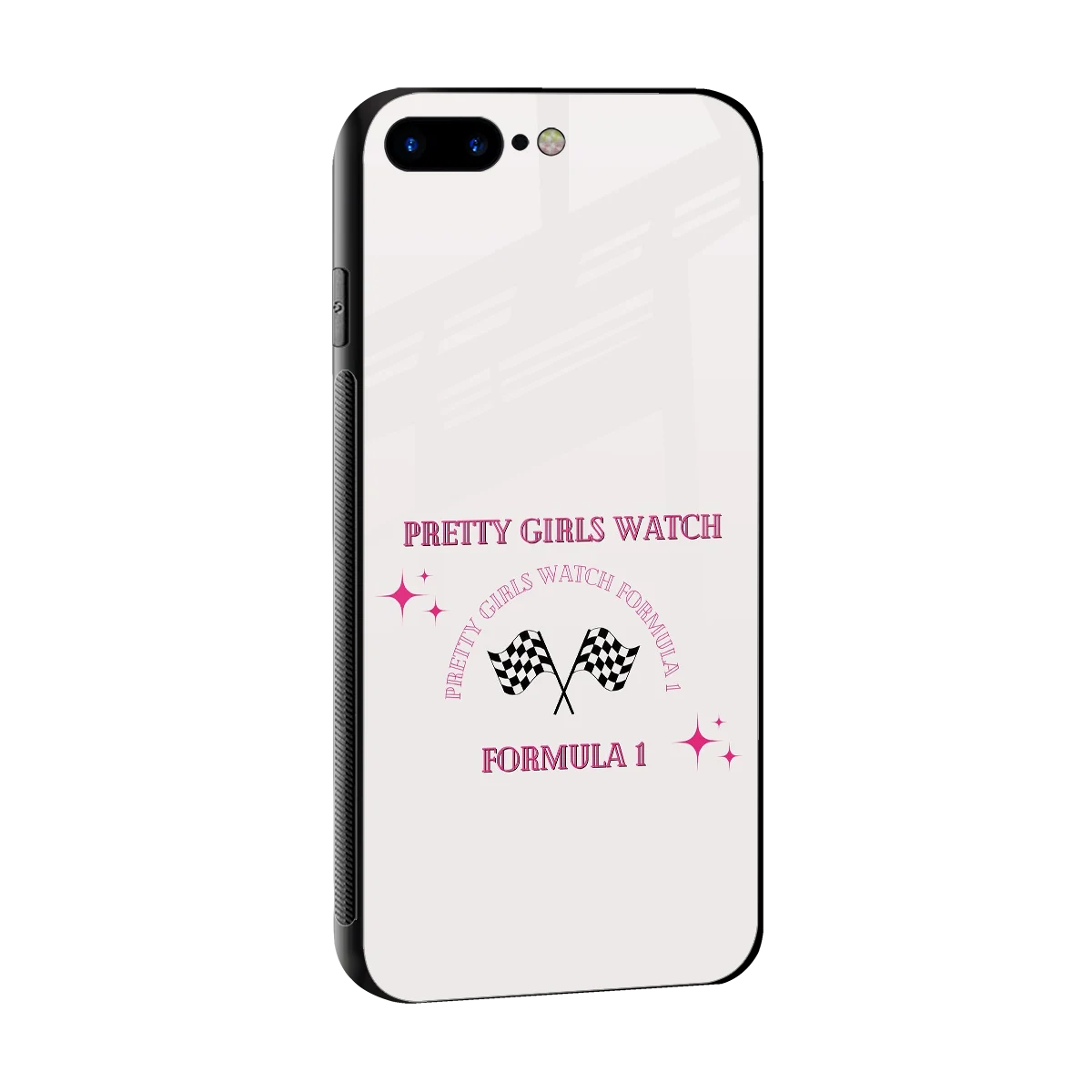 Racing Babe sleek iphone 8 plus cover with tempered glass back and TPU edges