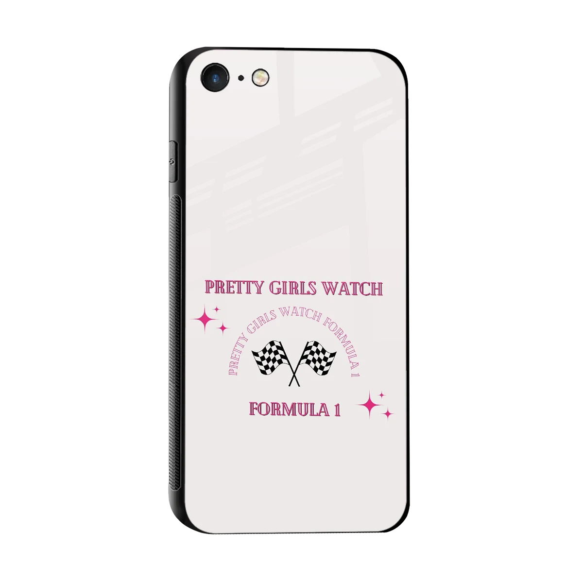Racing Babe sleek iphone 7 cover with tempered glass back and TPU edges