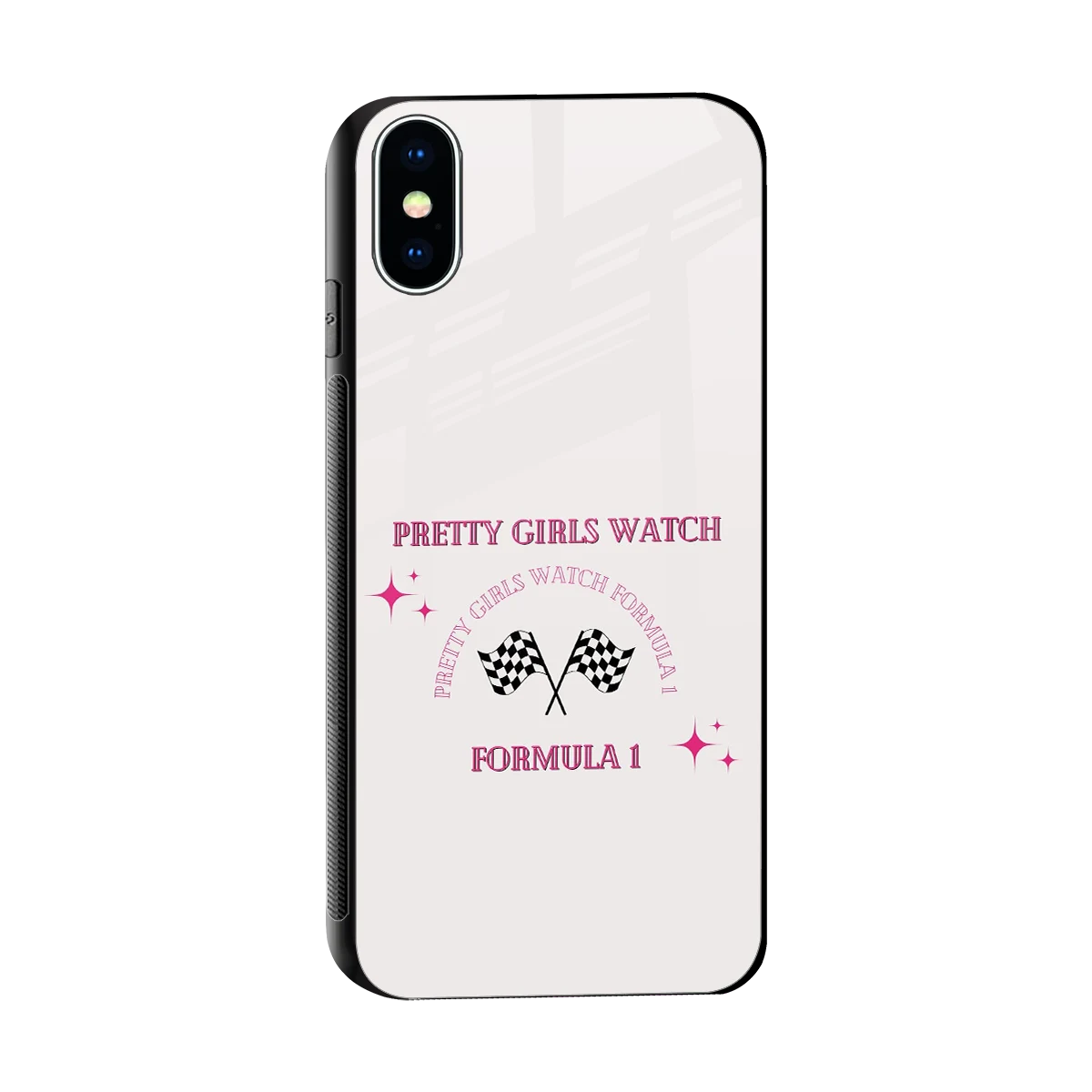 Racing Babe sleek iphone xs cover with tempered glass back and TPU edges