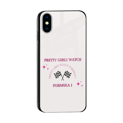 Racing Babe sleek iphone xs cover with tempered glass back and TPU edges