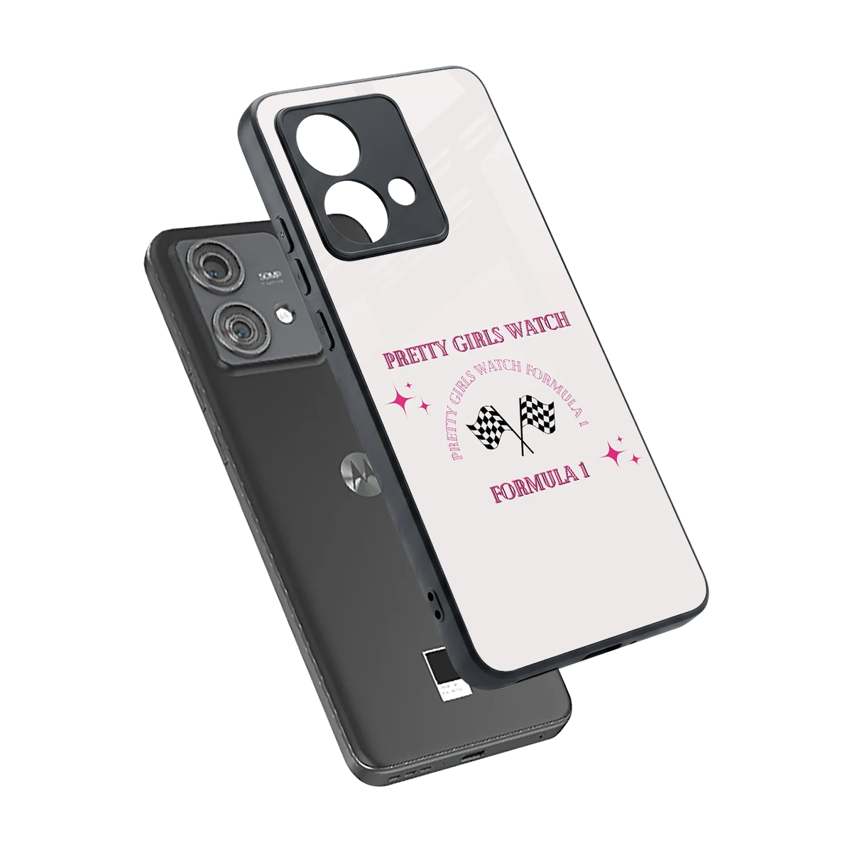 Racing Babe sleek motorola edge 40 neo 5g cover with tempered glass back and TPU edges