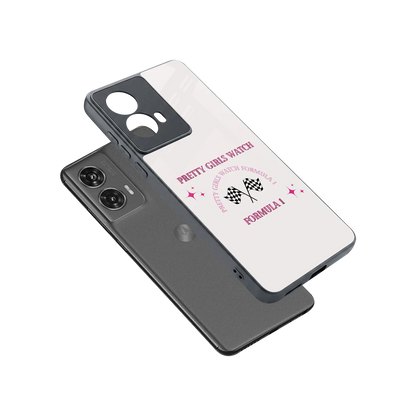 Racing Babe sleek motorola edge 50 fusion cover with tempered glass back and TPU edges