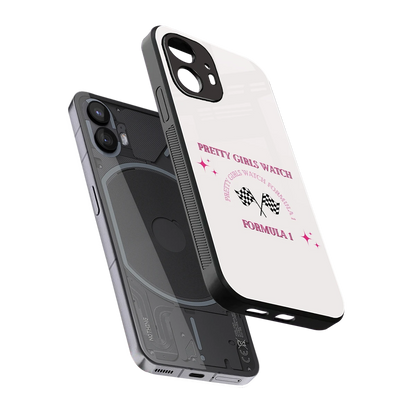 Racing Babe sleek nothing phone 2 cover with tempered glass back and TPU edges