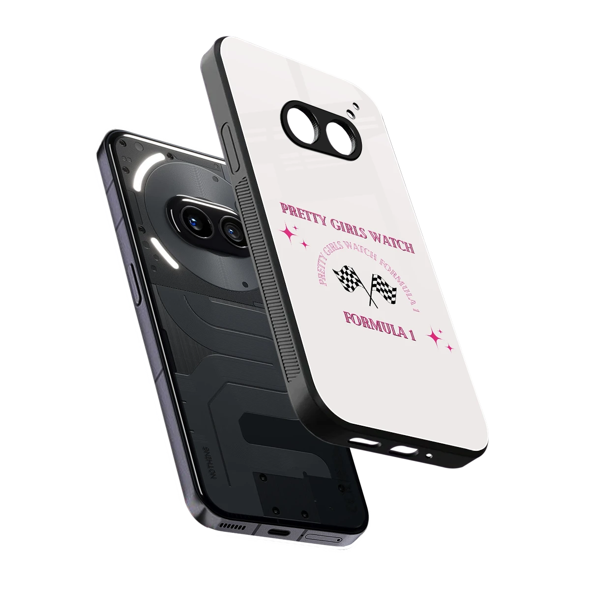 Racing Babe sleek nothing phone 2a plus cover with tempered glass back and TPU edges