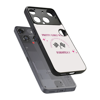 Racing Babe sleek nothing phone 3 cover with tempered glass back and TPU edges