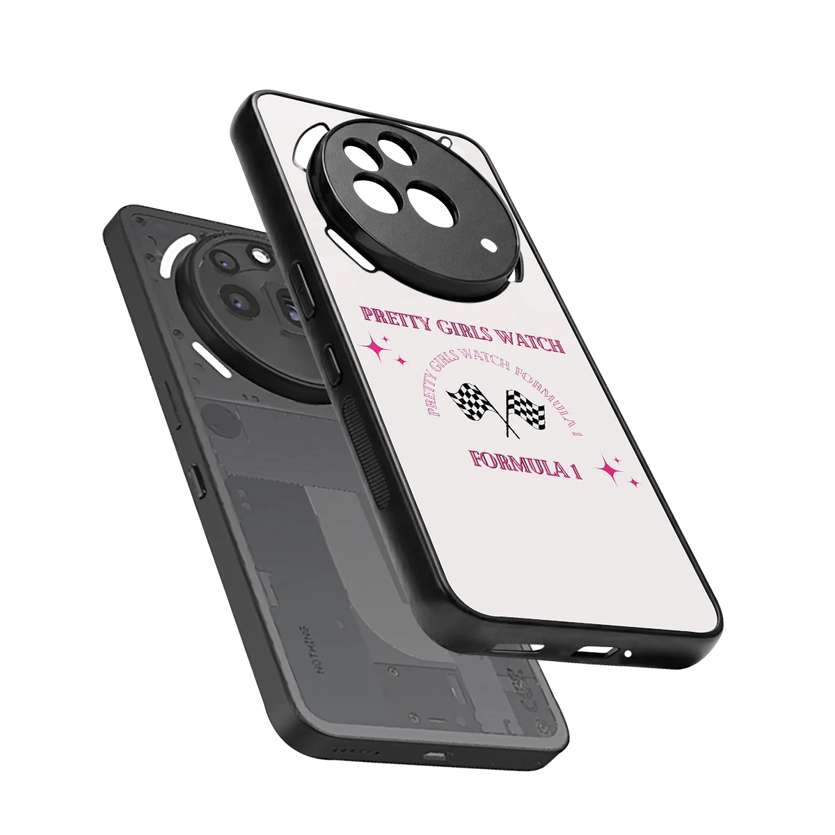 Racing Babe sleek nothing phone 3a pro cover with tempered glass back and TPU edges