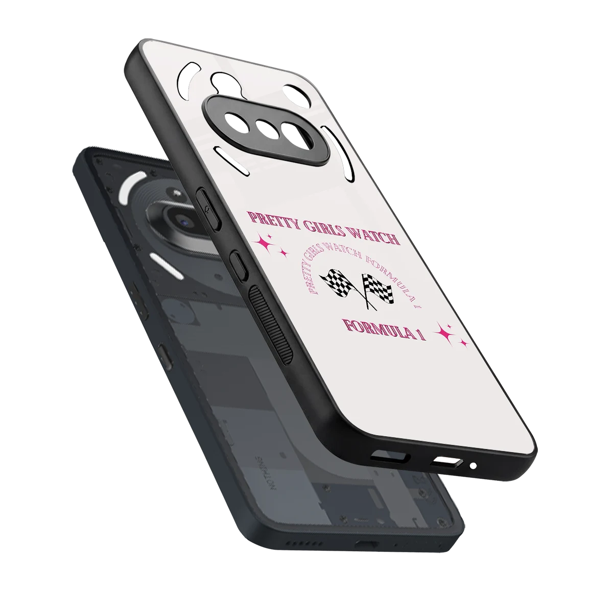 Racing Babe sleek nothing phone 3a cover with tempered glass back and TPU edges