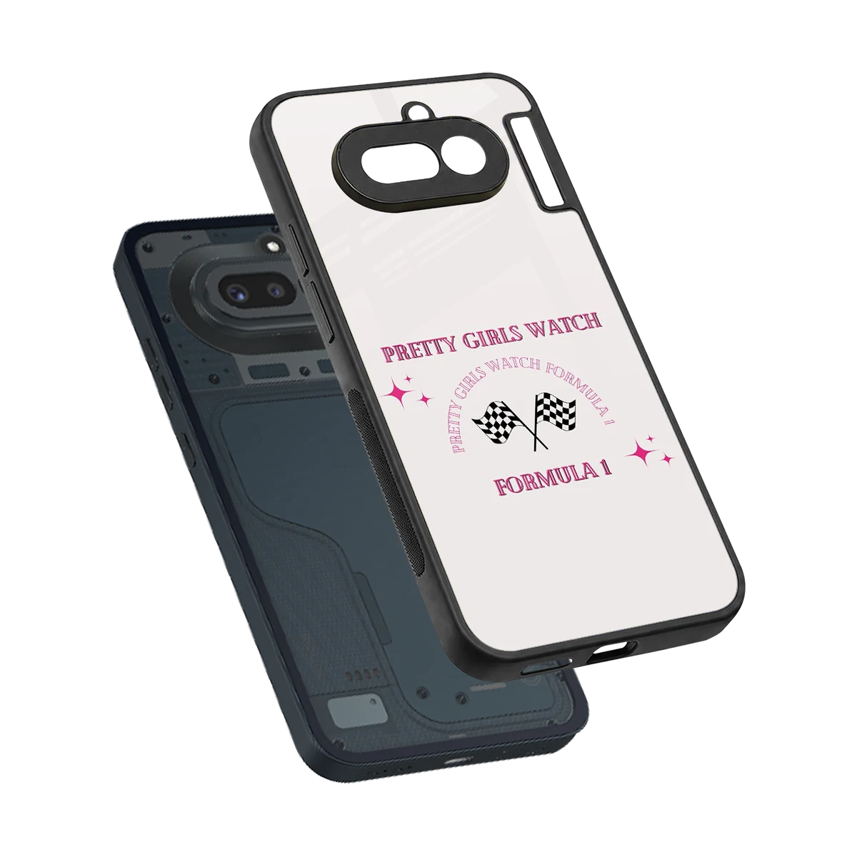 Racing Babe sleek nothing phone 4a cover with tempered glass back and TPU edges
