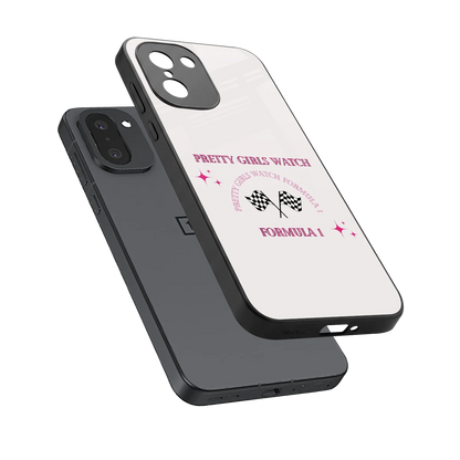Racing Babe sleek oneplus 15r cover with tempered glass back and TPU edges